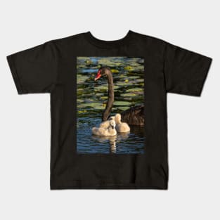 Cygnets (baby swans) with mother. Kids T-Shirt